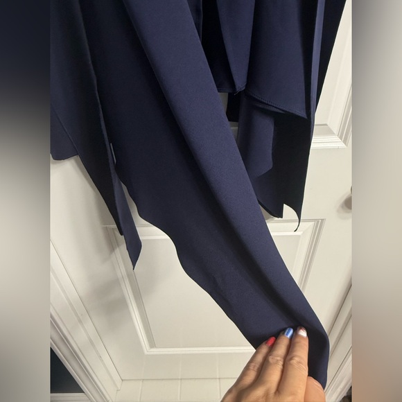 EUC Gracia Drapery Sleeveless Out Shell Navy Blue Poncho Top Size Small - Picture 9 of 12